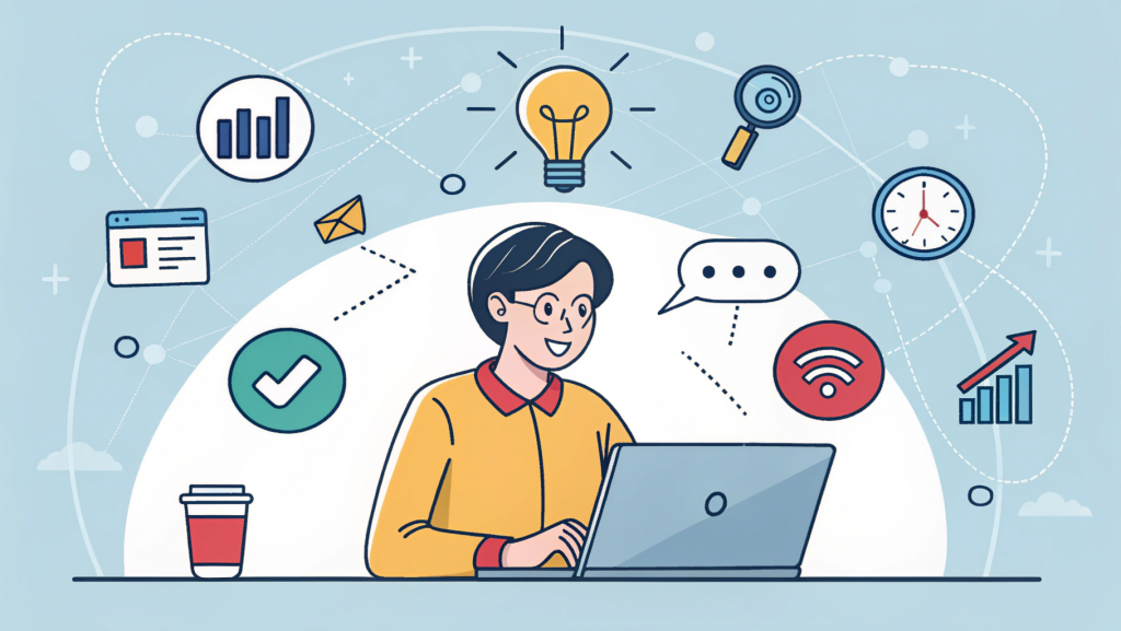 Skills needed for success in BBA in Digital Marketing including creativity, communication, SEO, social media, analytics, design tools, adaptability, and teamwork