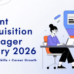 Comprehensive infographic summarizing talent acquisition manager salary in 2026, including global salary data for India, US, and UK, role responsibilities, key skills, high-paying industries, certifications, and factors that drive higher pay.