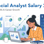 Featured image showing financial analyst salary 2026 with charts, global elements, and a professional analyst workspace representing salary growth and career progression.
