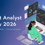 Premium featured image for a blog on credit analyst salary 2026, showing a financial analyst working with data dashboards, charts, and risk indicators in a modern corporate setting.