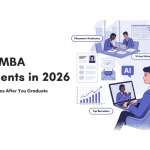 Featured image showing Online MBA placements in 2026, with a graduate attending a virtual interview, recruiter interactions, career support, salary growth, and job opportunities across leading industries.