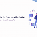 MBA skills in demand in 2026 featuring AI, business analytics, leadership, financial modelling and digital marketing skills.