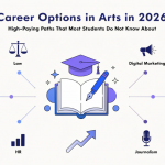 Featured image showing diverse career opportunities for arts graduates in 2026 across law, digital marketing, UX, journalism, government, psychology, HR, research, and management.