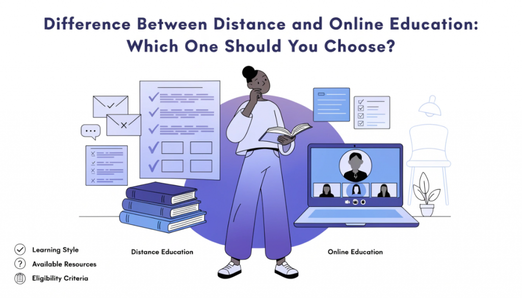 Choosing between distance and online education based on learning style, flexibility, internet access and career considerations.