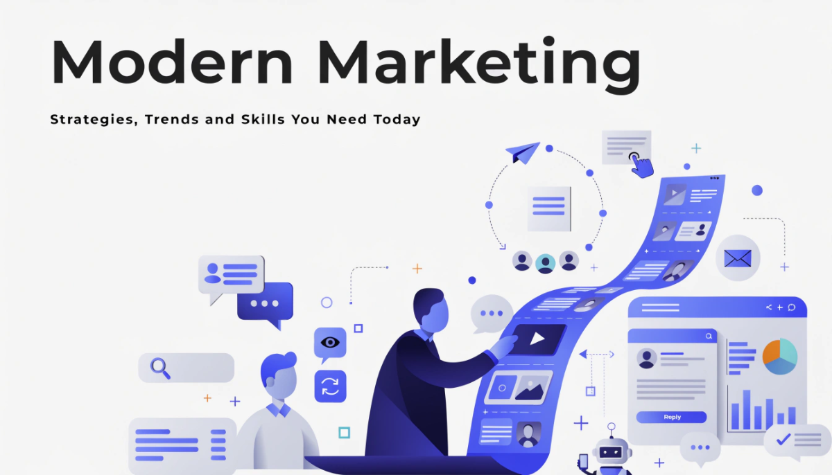 Modern marketing featured image showing digital channels, customer behaviour, analytics and data-driven marketing strategies.