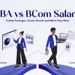 Featured image comparing BBA and BCom graduates, their career paths, salary growth potential and opportunities in business management, accounting and finance.