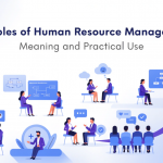 Principles of human resource management connecting recruitment, employee development, communication, wellbeing and business goals.